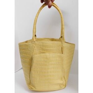 Nancy Gonzalez Yellow Genuine Crocodile Double Handle Tote Bag